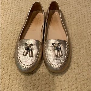 Jack Rogers gold loafers